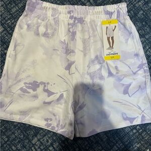 Lazypants terry purple tie Dye shorts